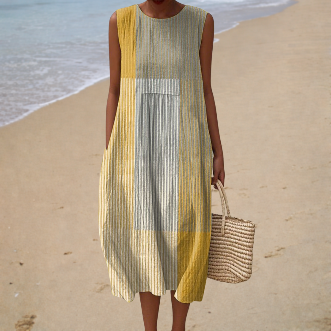 Hazel – Yellow Sleeveless Midi Dress