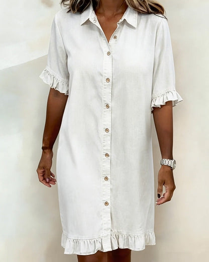 Maria | Comfortable Denim Dress with Flattering Pleats