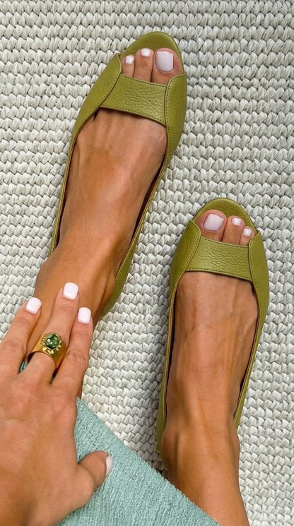 Lily - Textured Metallic Ballerinas for Summer