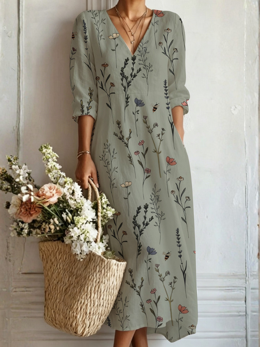 Sylvie™ | Delicate Botanical Maxi Dress