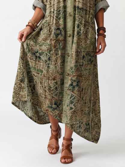 Aleta | Button Front Oversized Pocket Midi Dress