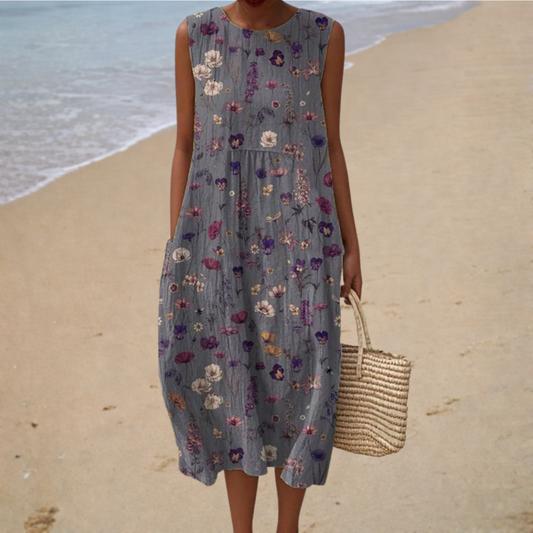 Mila – Floral Sleeveless Midi Dress