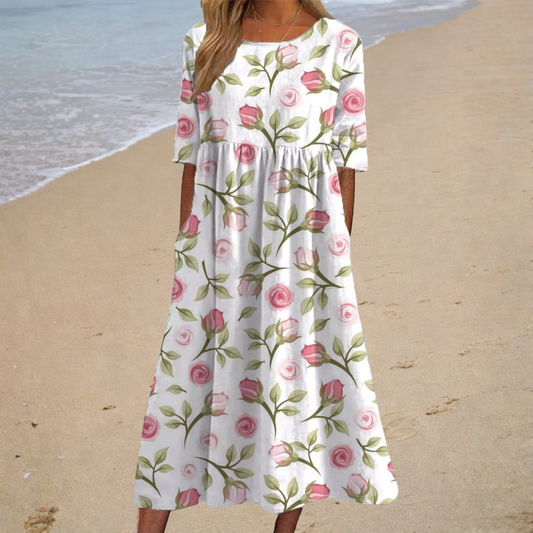 Rosie – Rose Print Flowy Dress