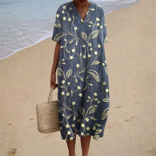 Lola – Botanical Print Midi Dress