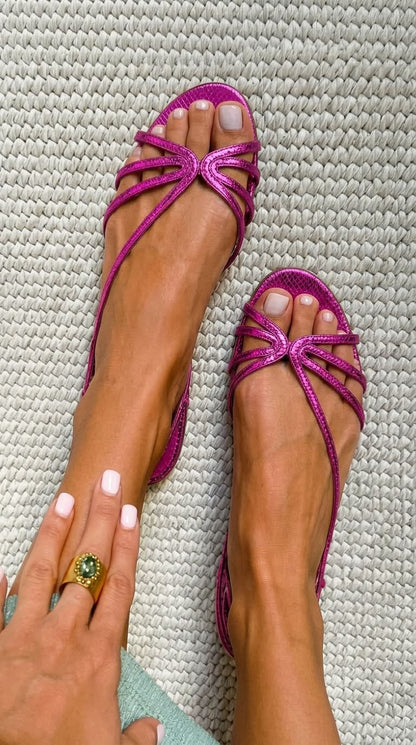 Evie - Metallic Strap Sandals for Summer