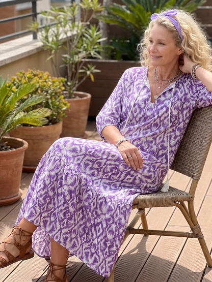 Penelope | Printed Tassel Tie Midi Dress
