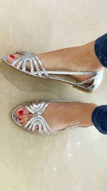 Mila - Open-Toe Sandals with Metallic Shine