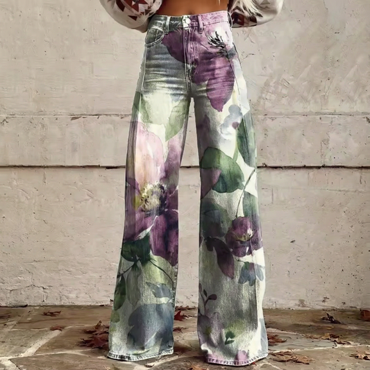 Noemi™ - Pantalon à Taille Haute Motif Boho