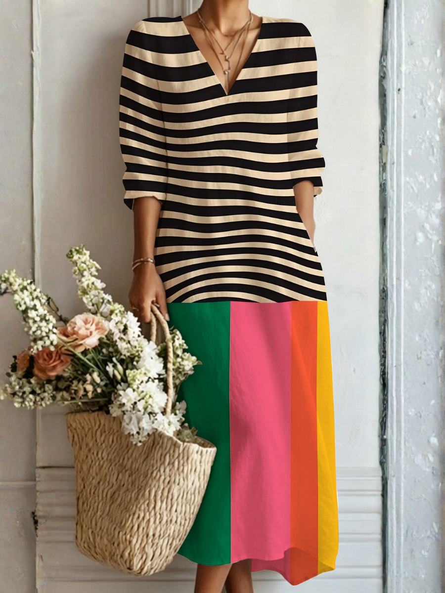 Estella™ | Bold Colourblock Maxi Dress