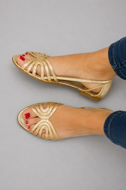 Mila - Open-Toe Sandals with Metallic Shine