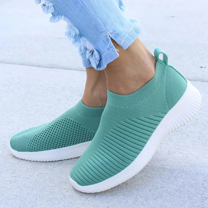 Sienna™ – Knit Sock Slip‑On Walking Flats
