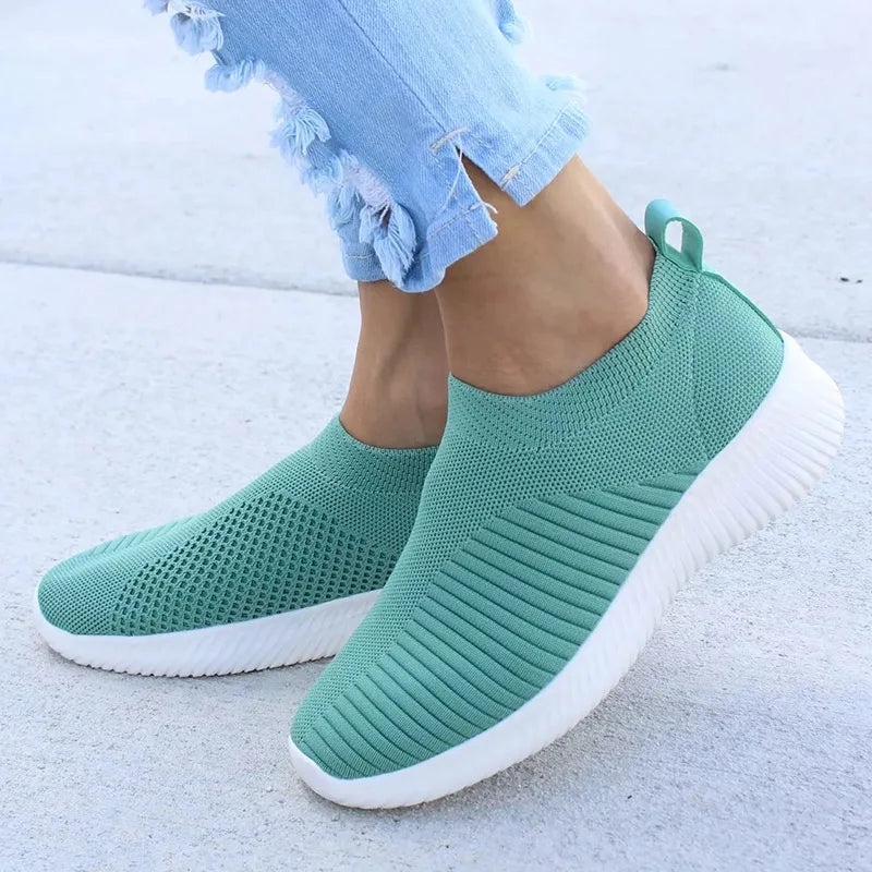 Sienna™ – Knit Sock Slip‑On Walking Flats