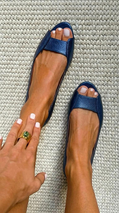 Lily - Textured Metallic Ballerinas for Summer
