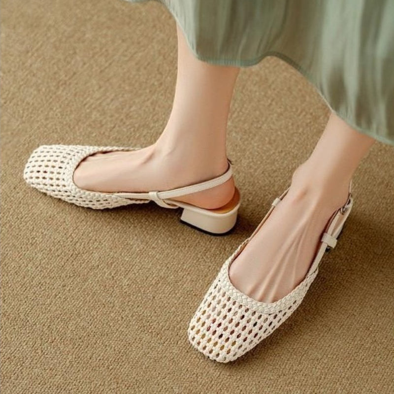 Renée™ Woven Square-Toe Heels Sandals