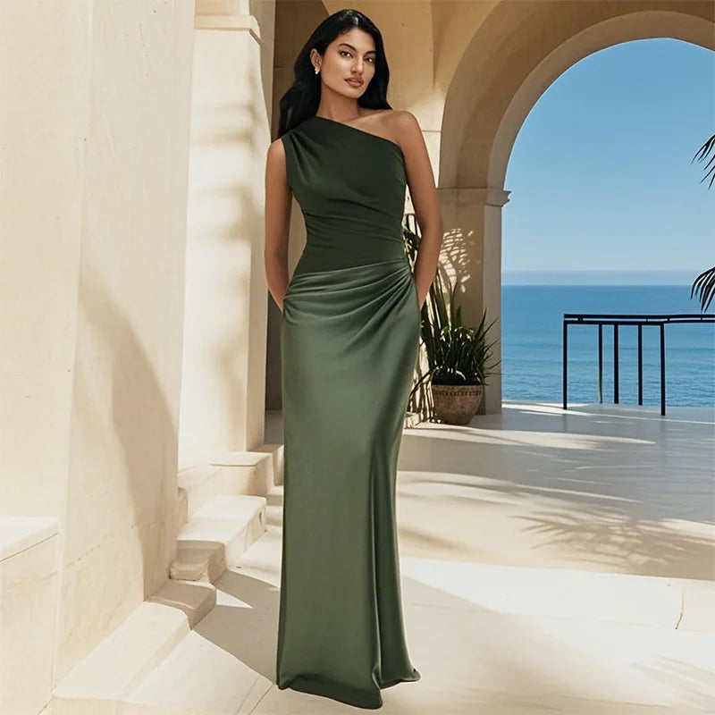 Sophia  | Maxi Dress with a Guilt in Satin