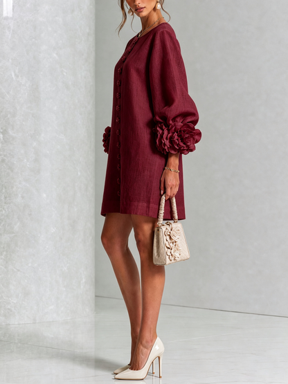 Mary | White Floral Button-down Mini Dress