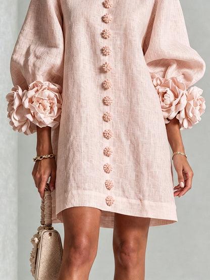 Flora | Floral-Trimmed Statement Mini Dress
