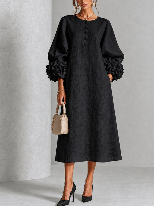 Adriana | Floral-Cuff Midi Dress