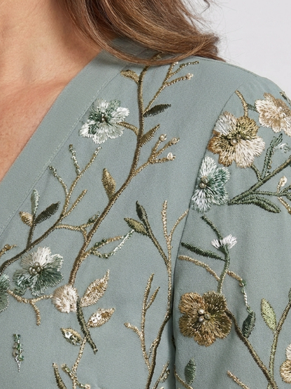 Adeline | Floral V Neck Short Sleeve Maxi Dress