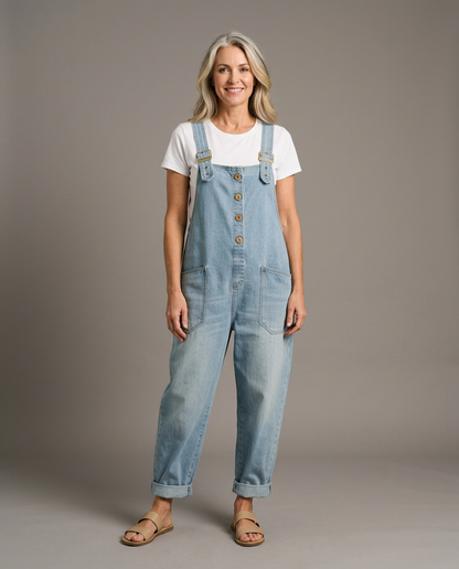 Carmen - Vintage Cotton Denim Jumpsuit with Adjustable Straps