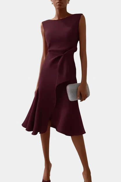 Sheila | Draped Asymmetric Midi Dress