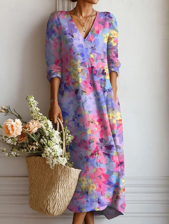 Amara™ | Vibrant Abstract Maxi Dress