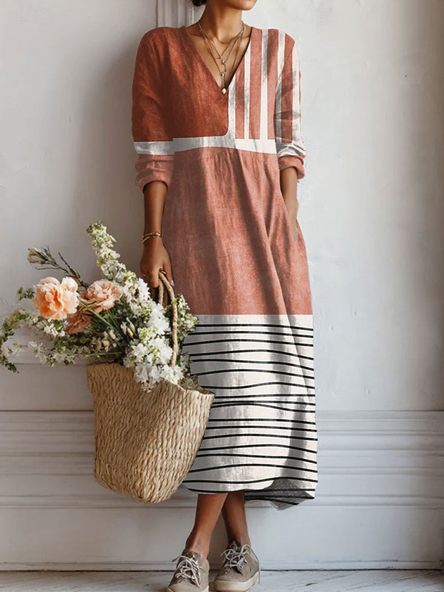 Margot™ | Contrast Stripe Maxi Dress
